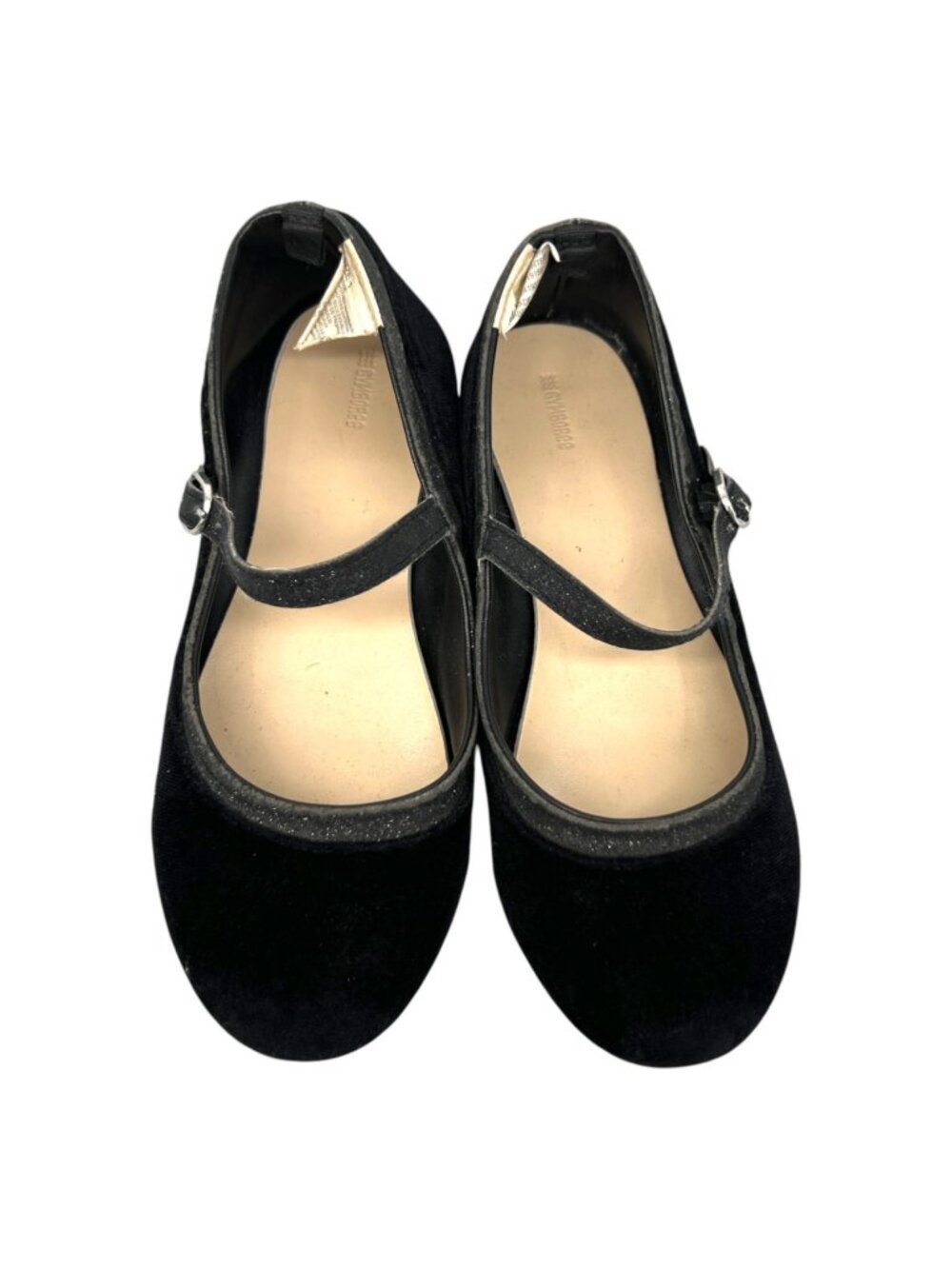 Gymboree Black Velvet Mary Jane Flats Glitter Strap Party Holiday Size 1